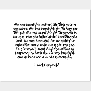 She was beautiful - F Scott Fitzgerald quote II Posters and Art